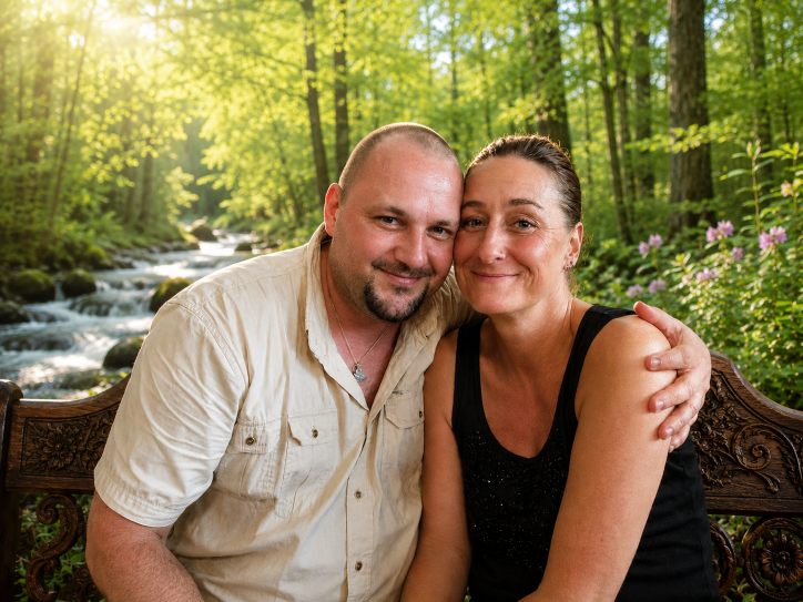 Kevin und Christiane gemeinsam im Grünen